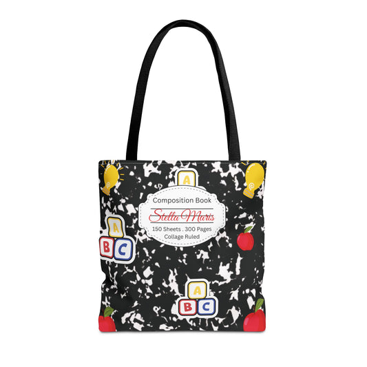 Personalized Composition Book InspiredTote Bag, Back to School Tote, Teacher Gift, Kids Bag, Custom Name Bag, Educational Accessories, Back to School Tote Bag.