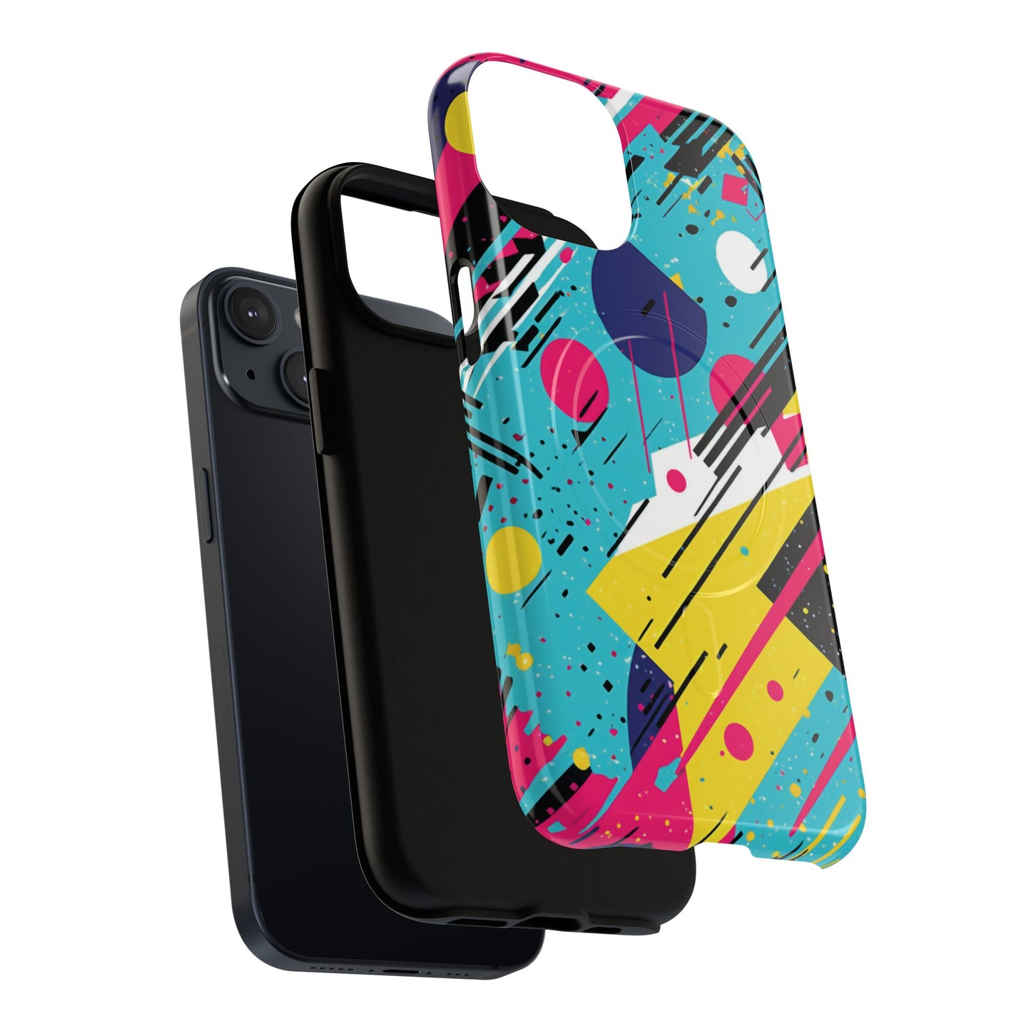 Retro Pop Vibes Magnetic iPhone Case with Abstract Design, Tough iPhone Cover, iPhone Accessory, Gift for Tech Lovers, Trendy iPhone Protector