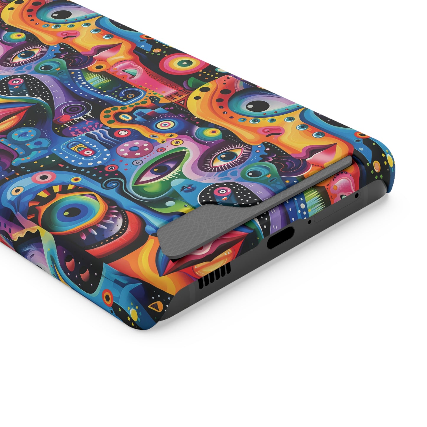 Psychedelic Visions Phone Case with Card Holder - Colorful and Stylish Design for Creatives
