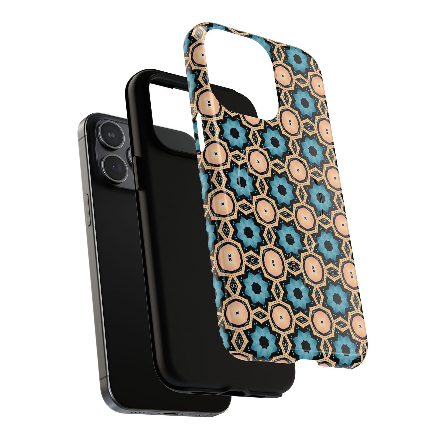 Sahara Star Mosaic Colorful Geometric iPhone Cases, Tough Magnetic iPhone Cases, Vibrant Design iPhone Cover, Durable iPhone Protection, Stylish Tech Accessories.