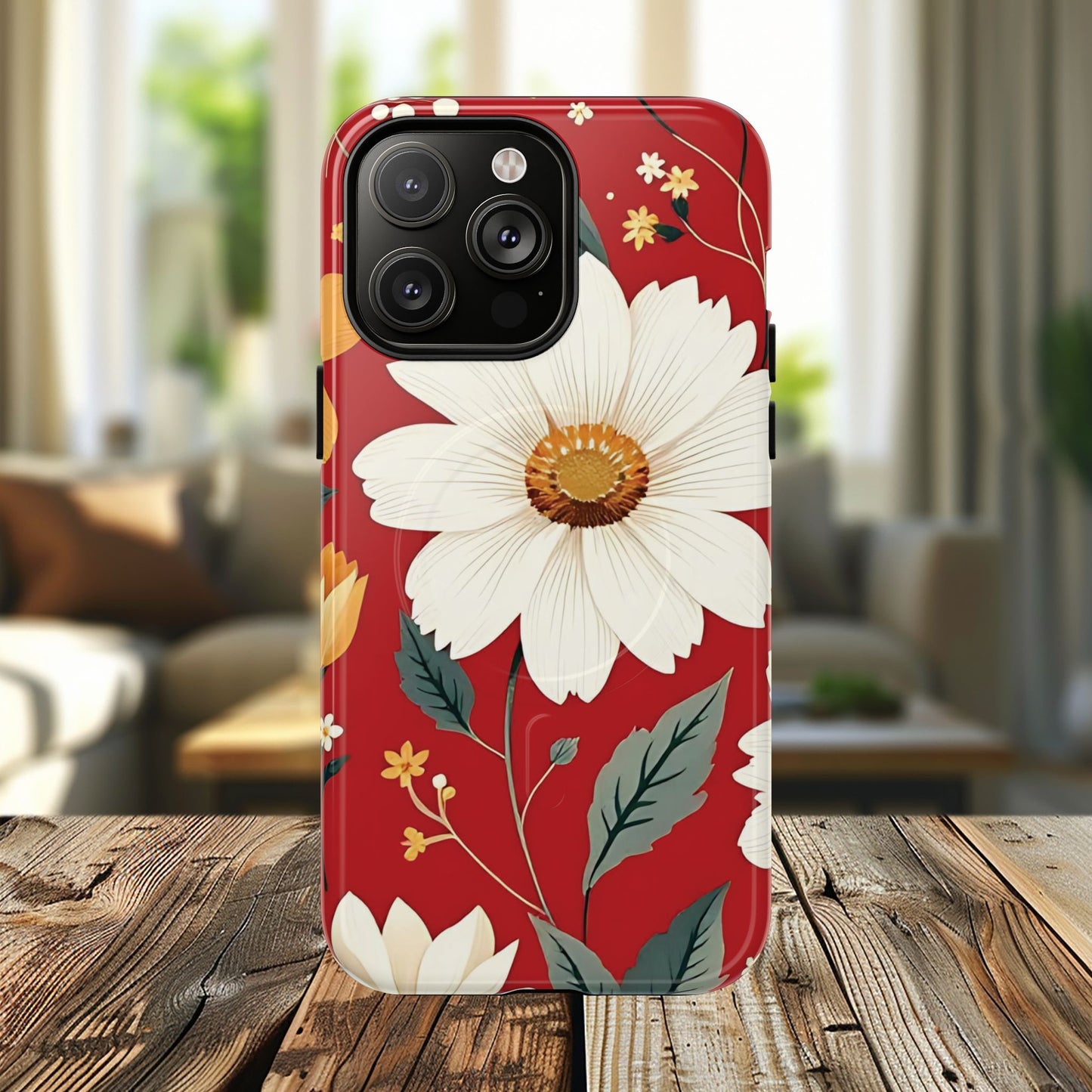 Floral Fusion Tough Magnetic Phone Case | Flower Design, Durable Protective Cover, Gift for Her, Spring Style, Unique Phone Accessory.