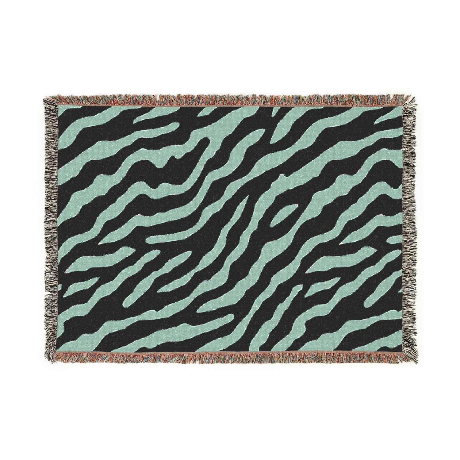 Green Zebra Tapestry Woven Blanket