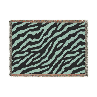 Green Zebra Tapestry Woven Blanket