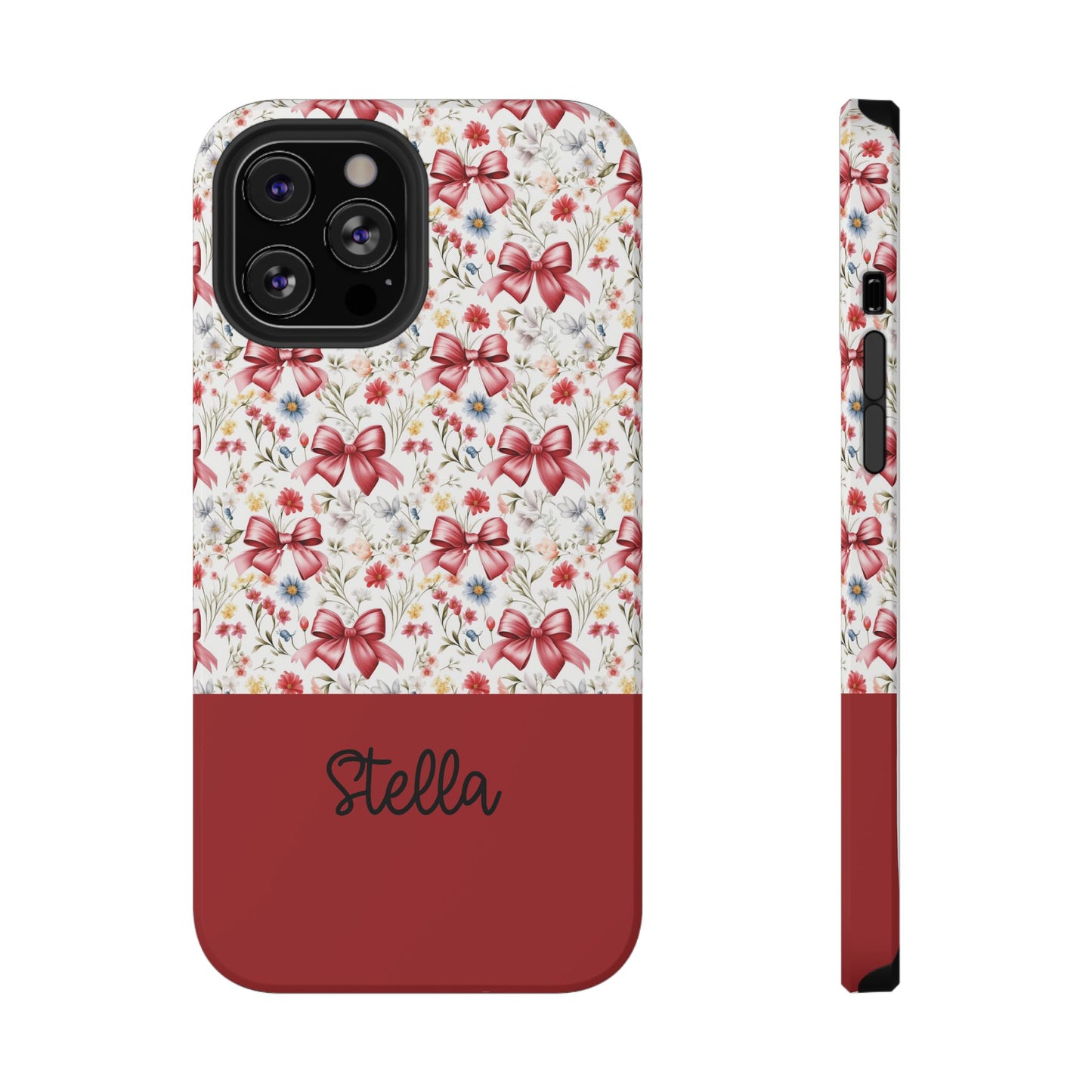 Personalized Rosette Coquette Floral Bow iPhone and Samsung Impact-Resistant Case — Custom Name Case