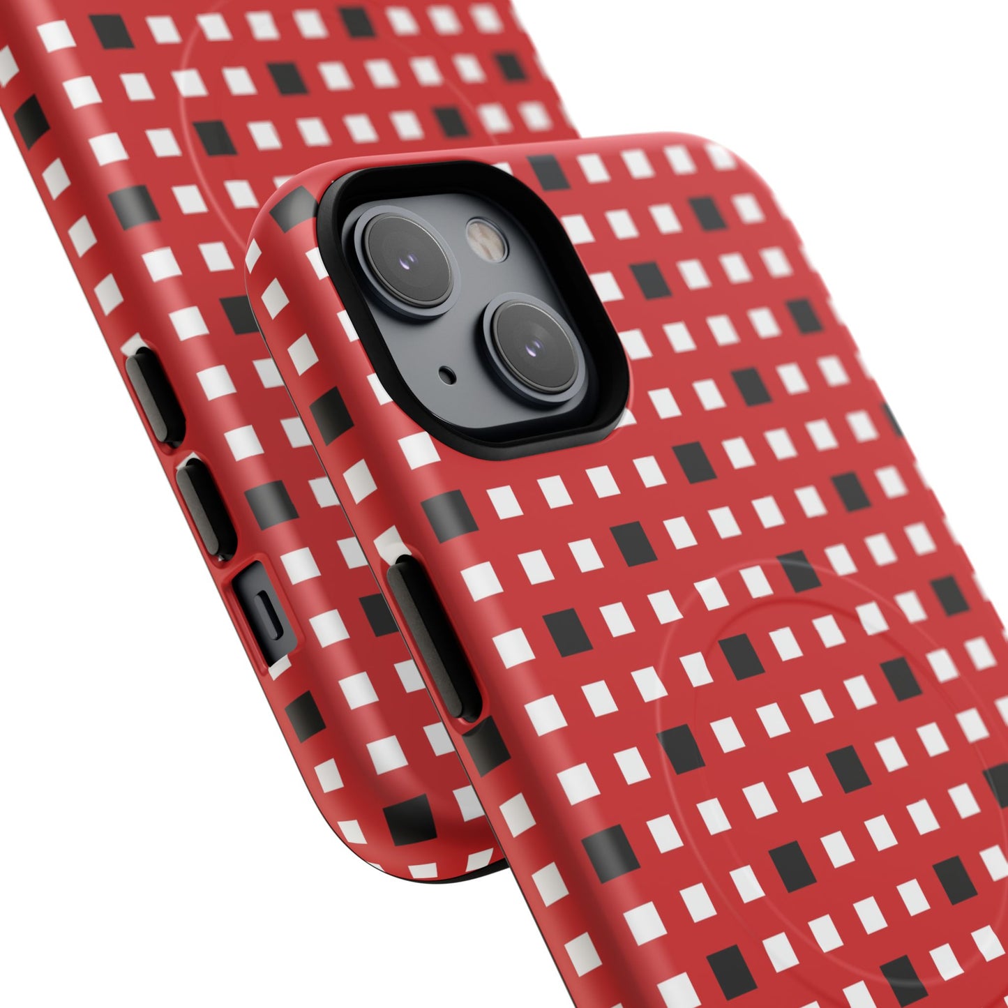 Crimson Gridlock Tough iPhone Magnetic Cases, Durable iPhone Accessories, Gift for Tech Lovers, Modern Design