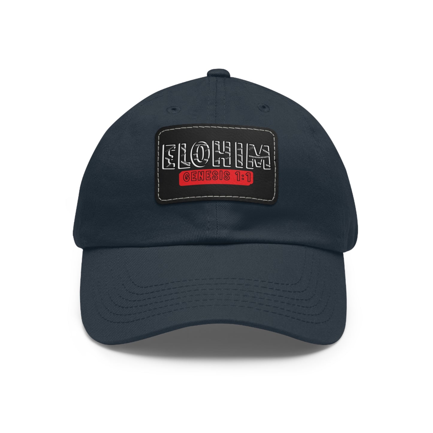 'ELOHIM, GENESIS 1:1- Stylish Dad Hat with Leather Patch | Great for Gifts for All, Casual Wear, Outdoor Activities, and Religious Events