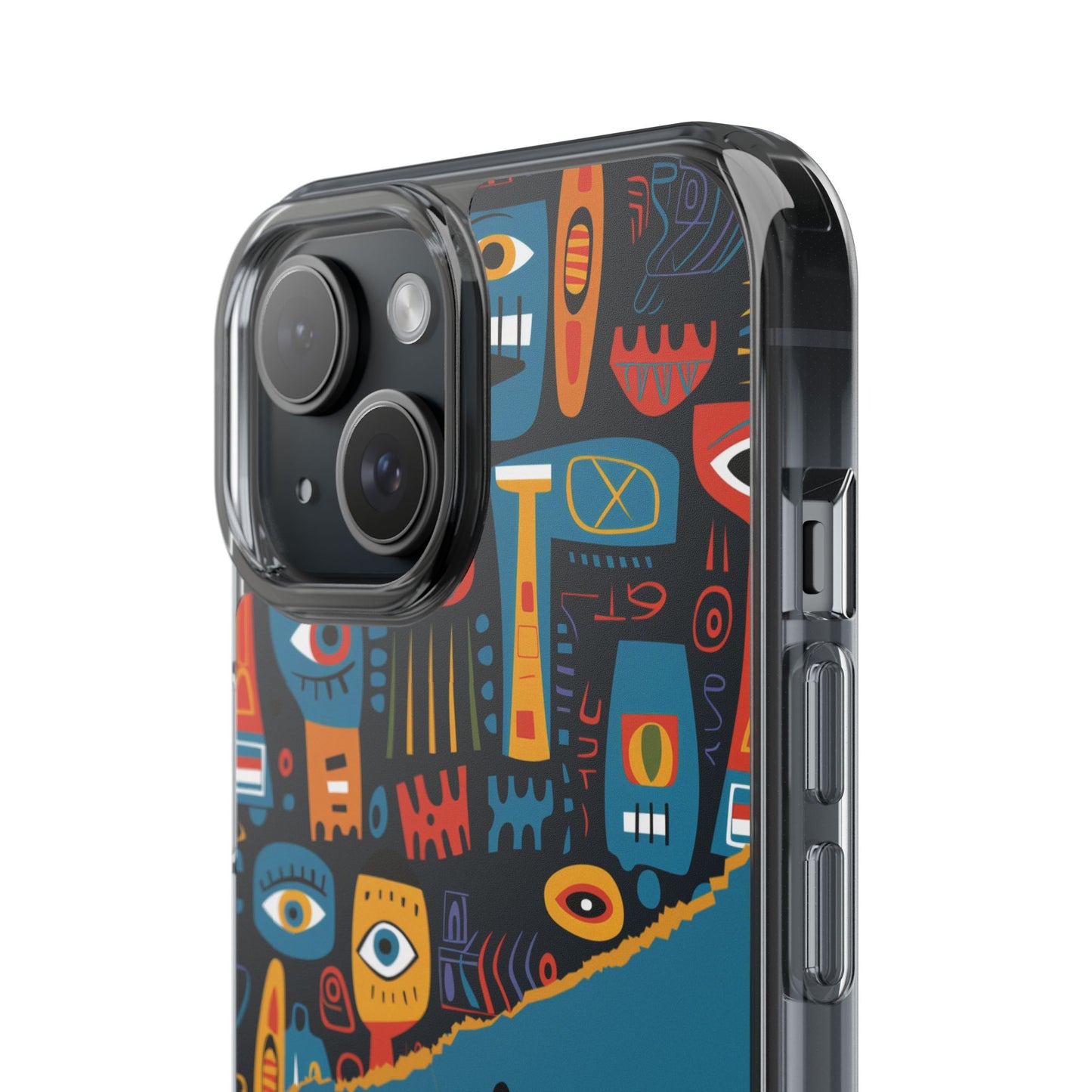 Phone Case — Colorful Abstract Faces Clear Impact-Resistant Case