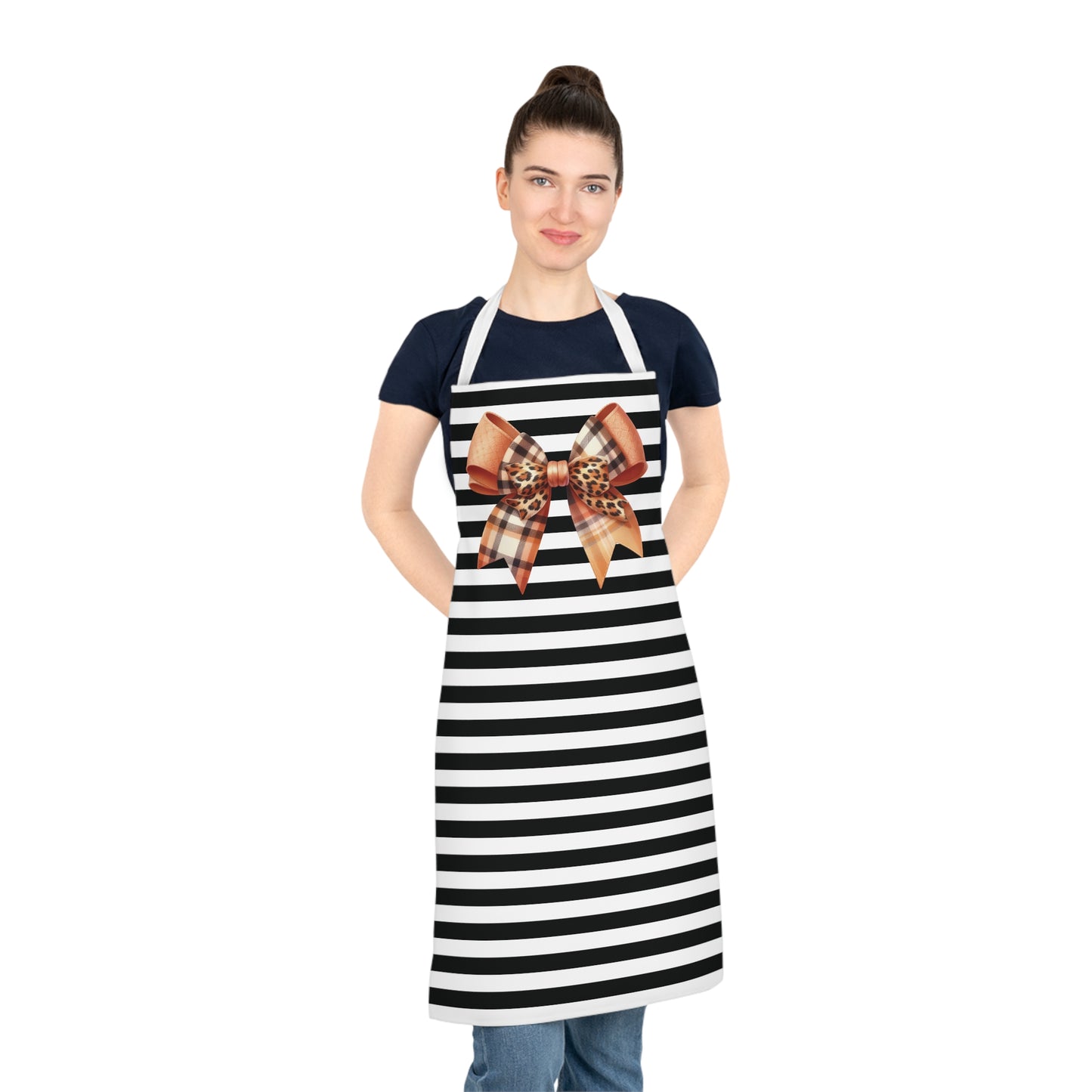 Striped Bow Chef Apron with Loop & Ties