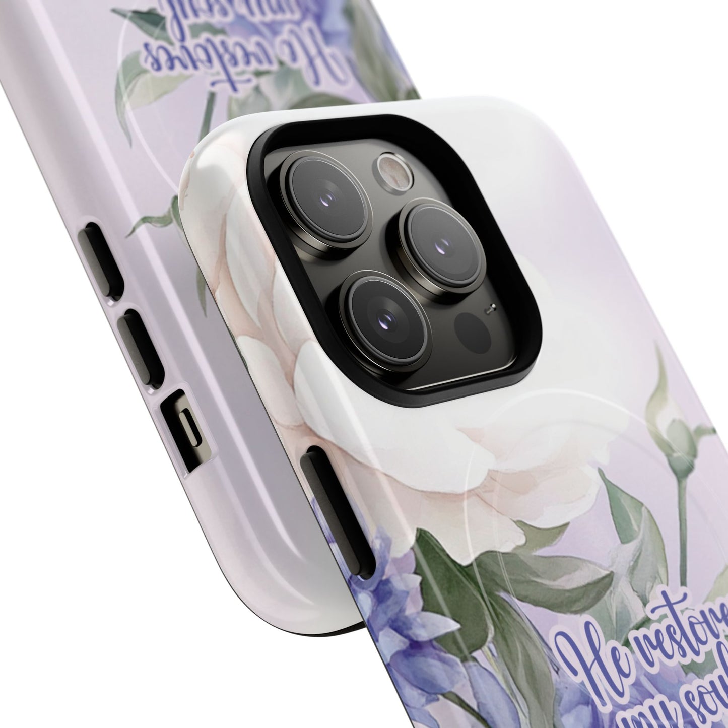 He Restores My Soul Tough iPhone Magnetic Cases, Christian Gift, MagSafe® iPhone® Tough Case, iPhone 13, 14, iPhone 15, iPhone 16, 17, Pro, Pro Max, Plus