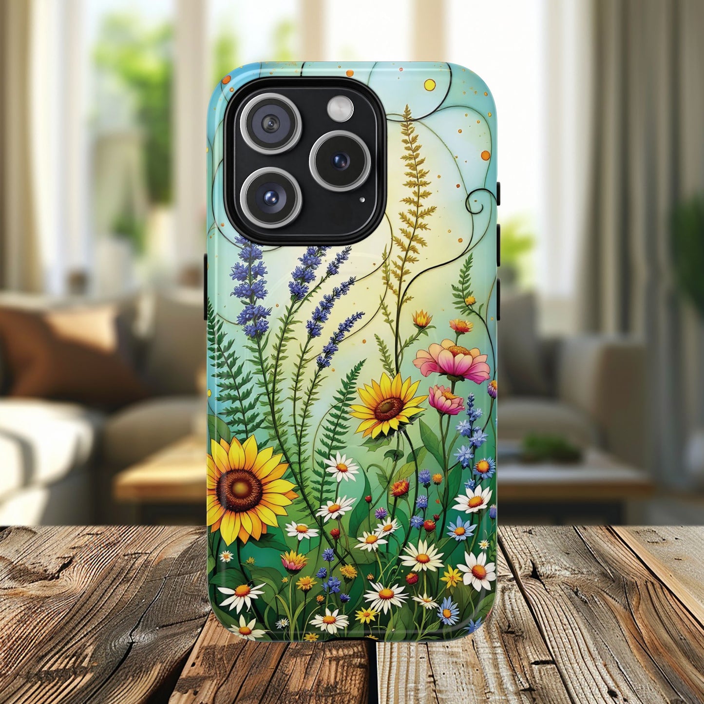 Floral Stained Harmony Glass Tough Magnetic Phone Case | Nature Inspired Design | Durable Protection | Gift for Nature Lovers | Spring Vibe