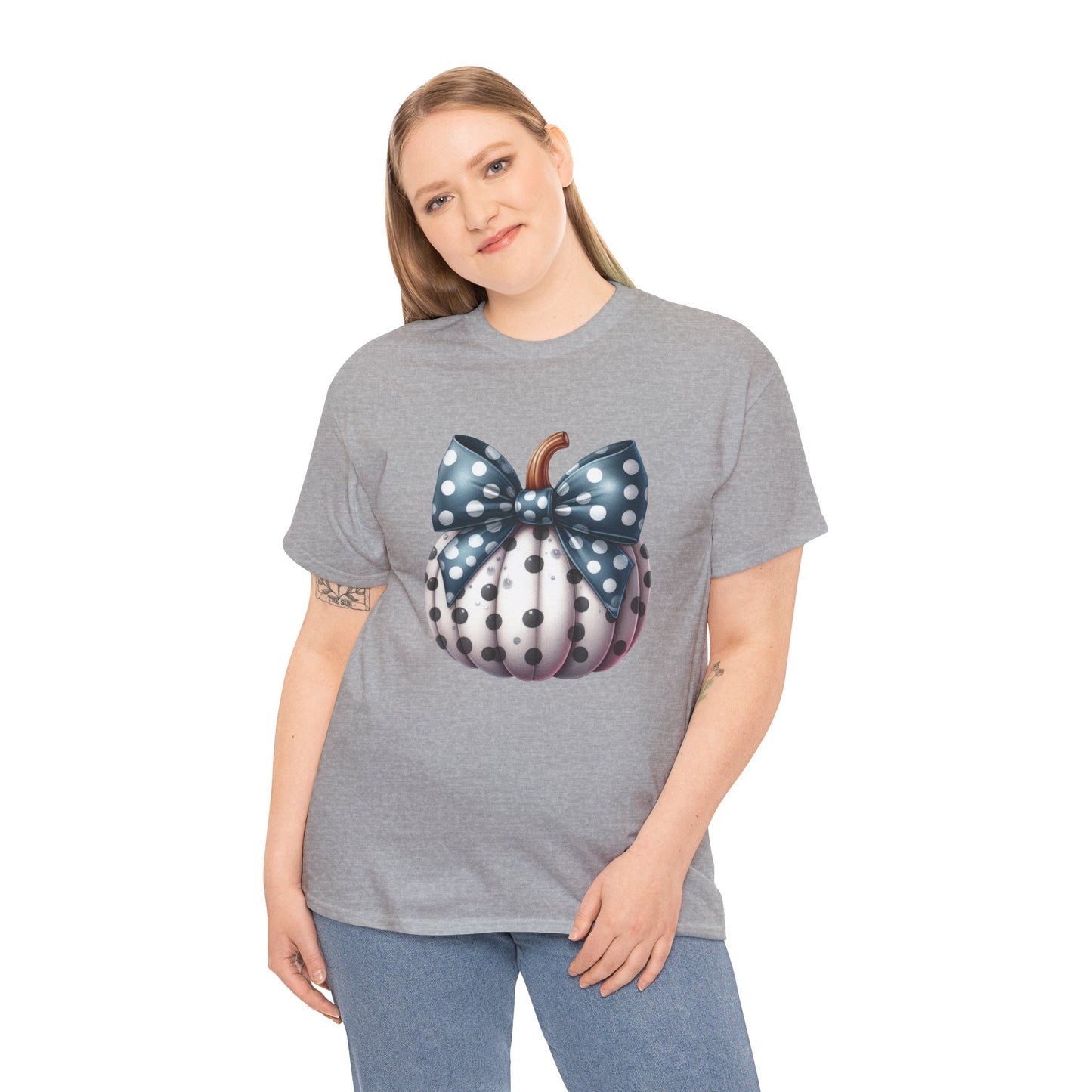 Polka Dot Pumpkin Charm Unisex Heavy Cotton Tee