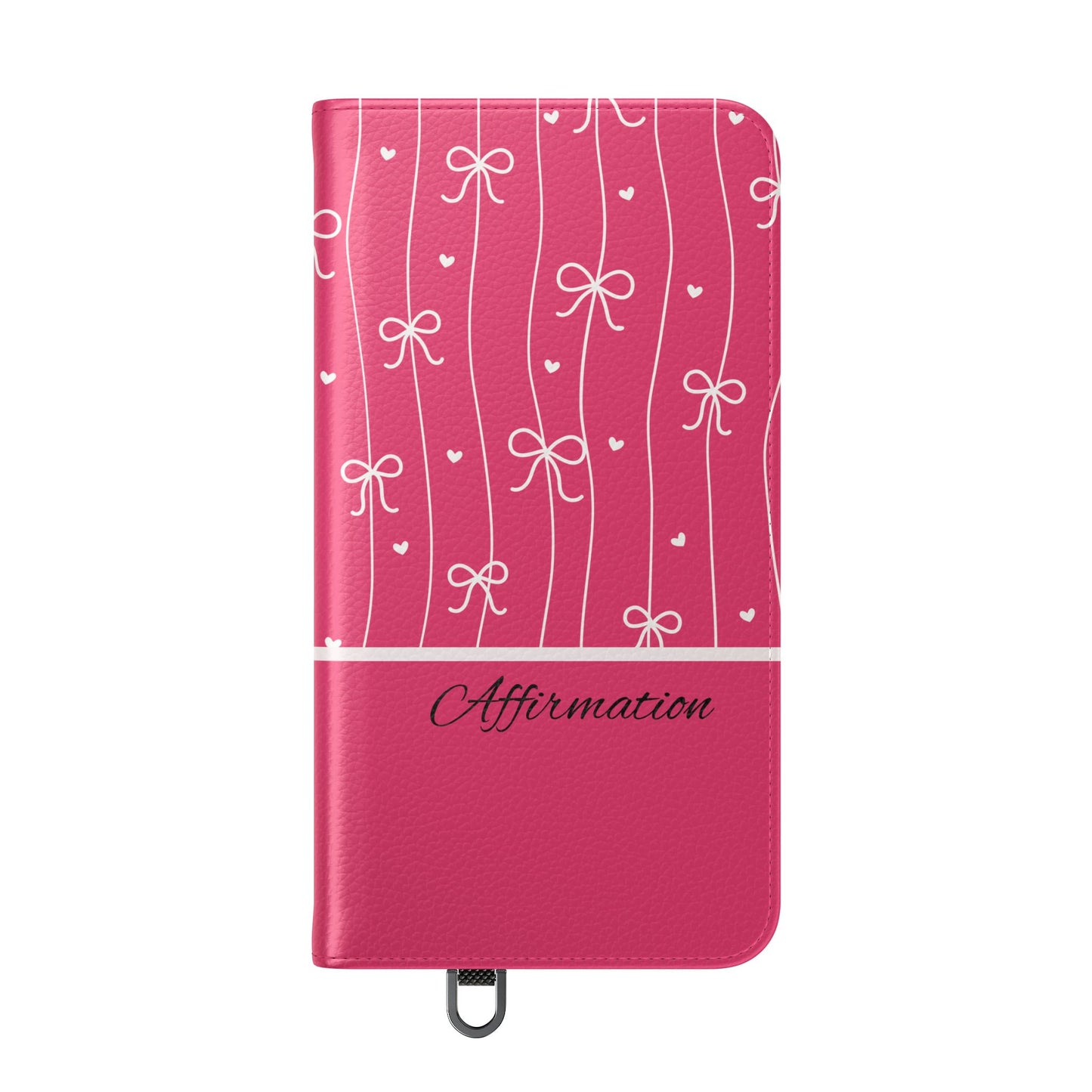 Personalized Pink Bow Coquette Flip iPhone and Samsumg Case — Custom Name or Affirmation Wallet Cover