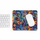 Psychedelic Visions Colorful Abstract Faces Mouse Pad - Vibrant Desk Accessory for Art Lovers.