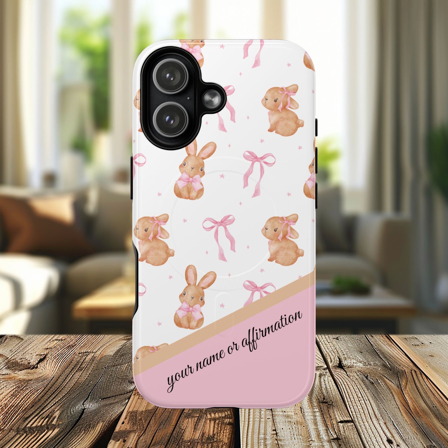 Personalized Bunny iPhone Case - Cute Animal Design, Tough MagSafe® Magnetic Case, Easter Gift, Spring Aesthetic, Kids Accessories