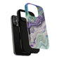 Stylish Purple Acrylic Tough Magnetic iPhone Cases, Unique Protective Cases for iPhone, Colorful Marble Design, Great Gift for iPhone Lovers