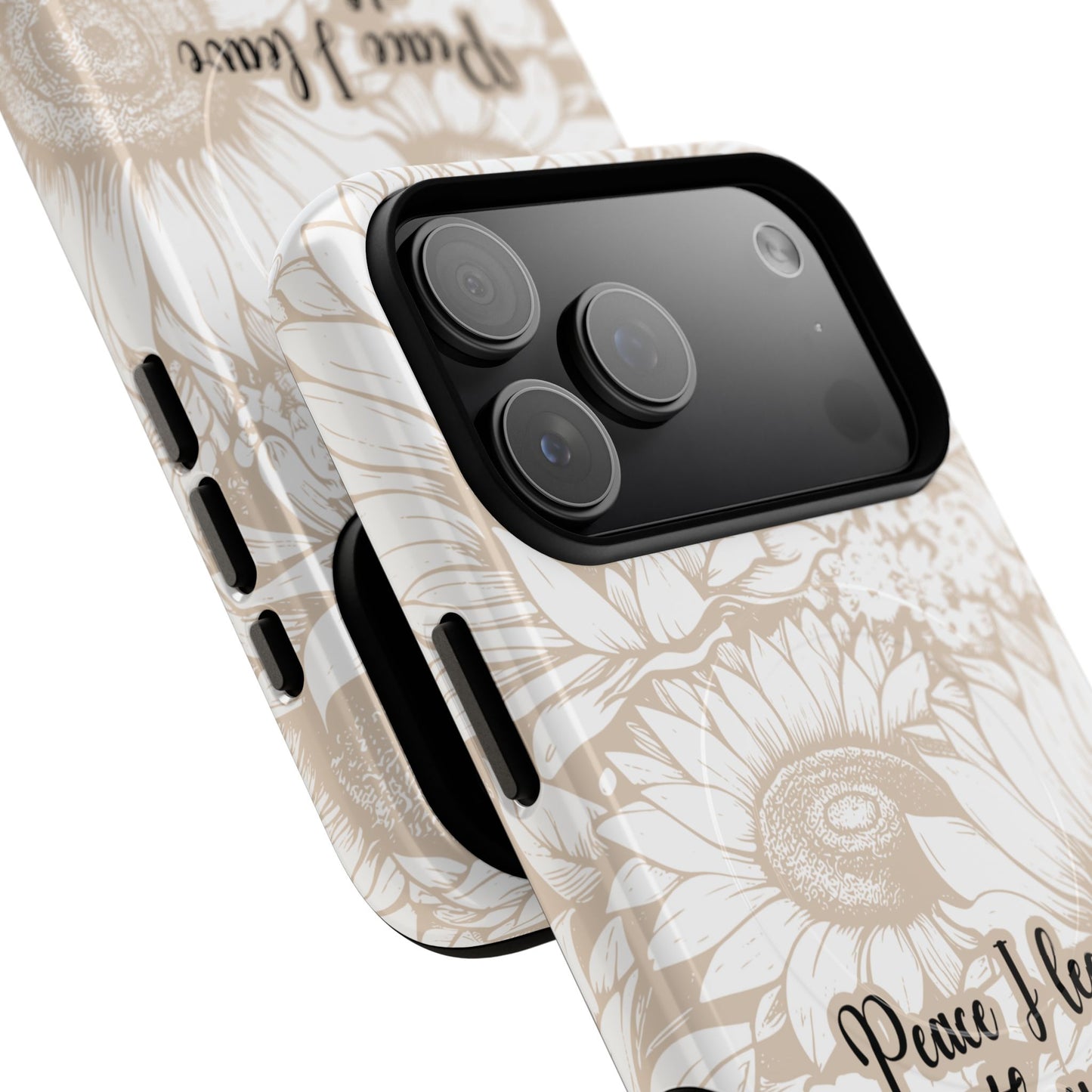 Peace I Leave with You John 14:27,Tough iPhone Magnetic MagSafe® Case Scripture, Sunflower Bible Verse,  iPhone® 13,  14, iPhone 15, iPhone 16, 17, Pro, Pro Max, Plus Cases.