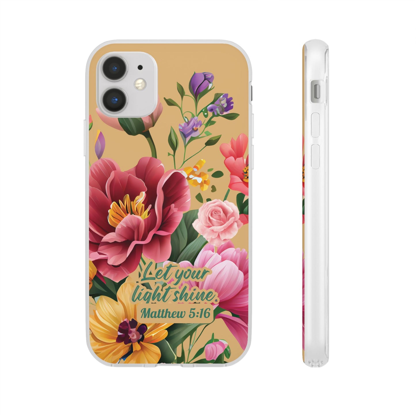 Floral Scripture Phone Case — "Let Your Light Shine" (Matthew 5:16) for iPhone and Samsung Cases.