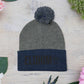 Cozy Pom-Pom Knit Cap with 'ELOHIM, GENESIS 1:1'  Embroidery Beanie - Stylish Winter Accessory for All Ages, Perfect Gift for Birthdays, Holidays, and Outdoor Activities