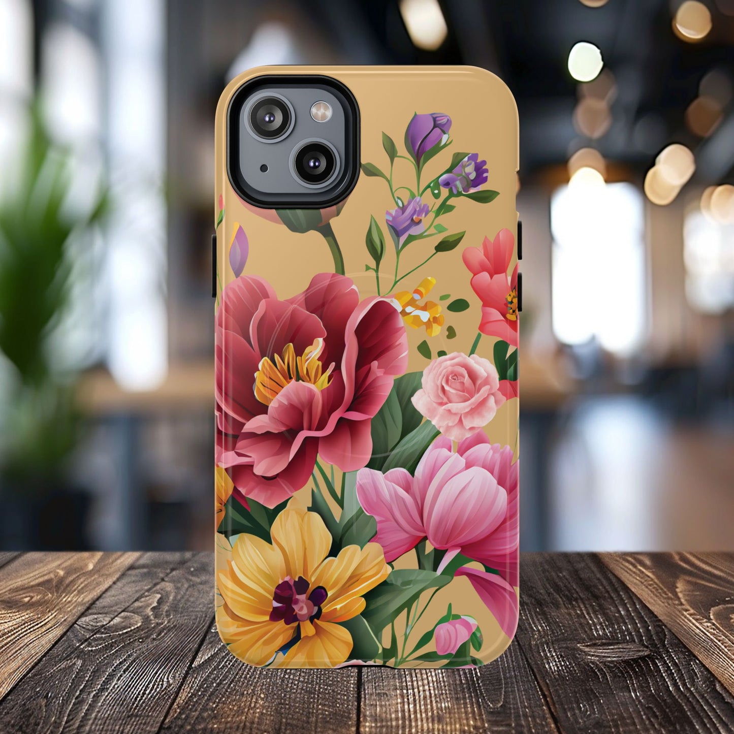 Sunset Botanica Tough iPhone Magnetic Case, Gifts for Her, MagSafe® iPhone® Tough Case, iPhone 13, 14, iPhone 15, iPhone 16, 17, Pro, Pro Max, Plus.