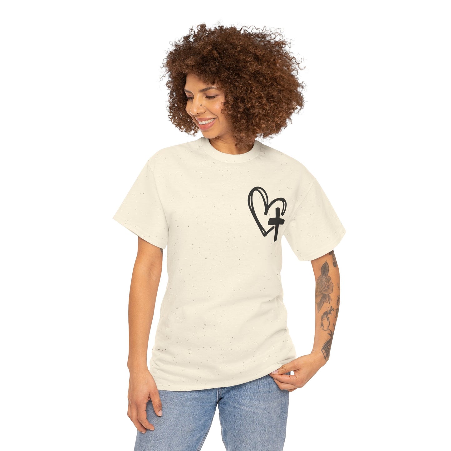 Faith and Floral Cross Unisex Heavy Cotton Tee