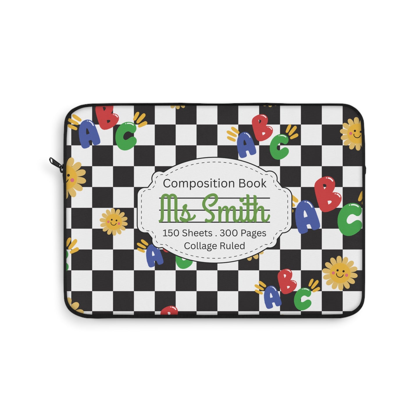 Personalized Schoolyard Chic Laptop Sleeve with Composition Book Inspired Design, Educational Gift for Teachers, Classroom Organization, Back to School, Unique Teacher Accessory