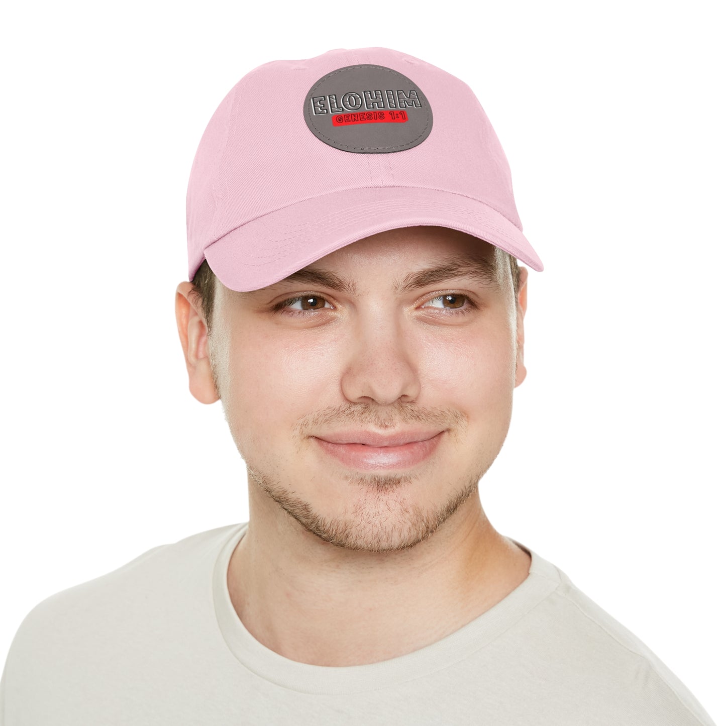 'ELOHIM, GENESIS 1:1- Stylish Dad Hat with Leather Patch | a Unisex Gift, Casual Wear, Summer Accessory, Unique Outdoor Cap, Adjustable Sun Hat, Christian Gift