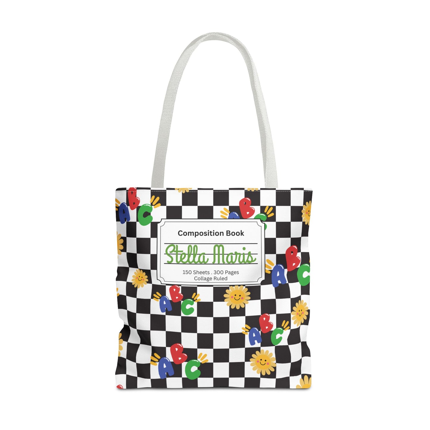 Personalized Schoolyard Chic Composition Book Inspired Tote Bag, Back to School Tote, Teacher Gift, Kids Bag, Custom Name Bag, Educational Accessories, Back to School Tote Bag.
