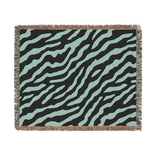 Green Zebra Tapestry Woven Blanket