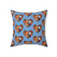 Light Blue Patchwork Heart Spun Polyester Square Pillow