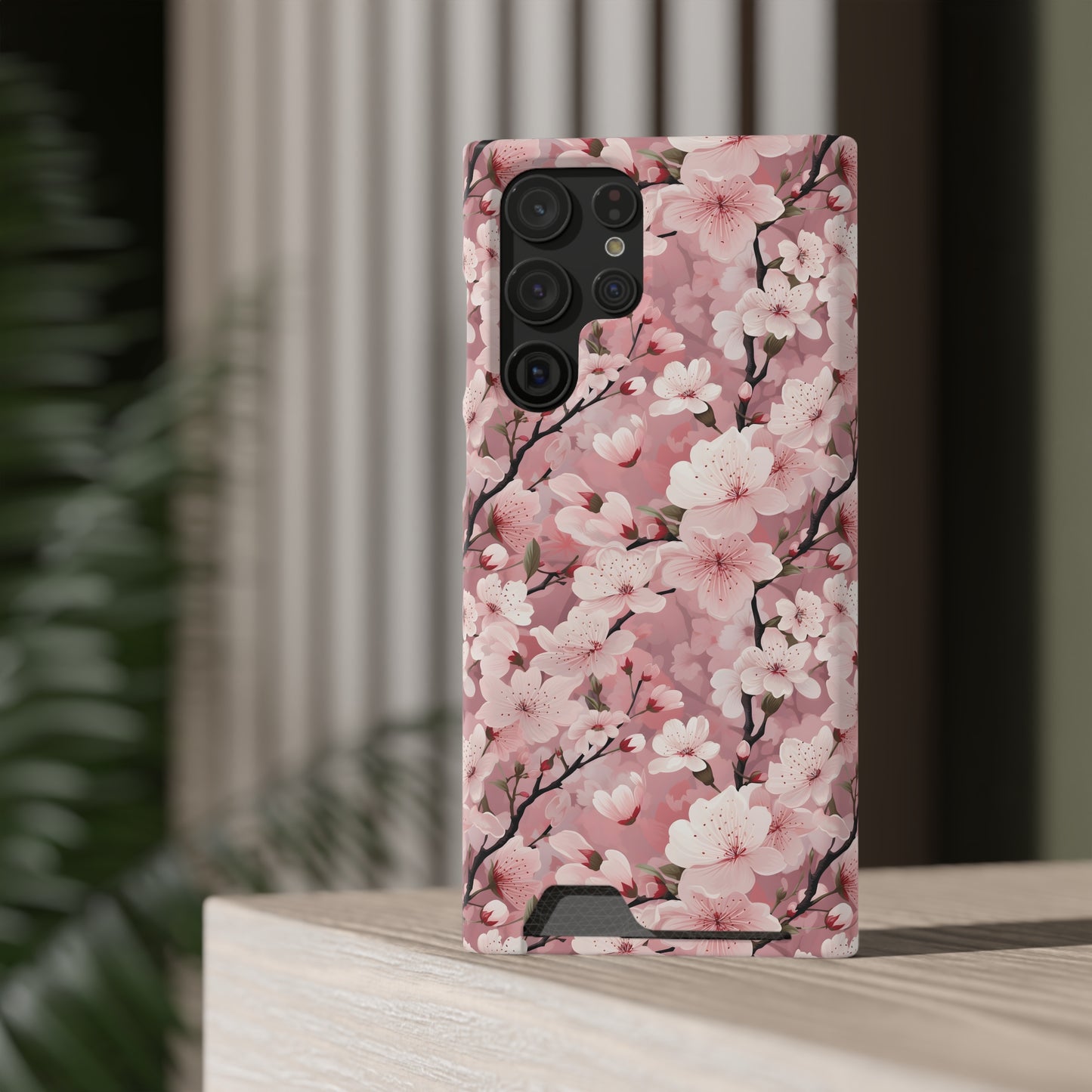 Cherry Blossom iPhone and Samsung Case With Card Holder