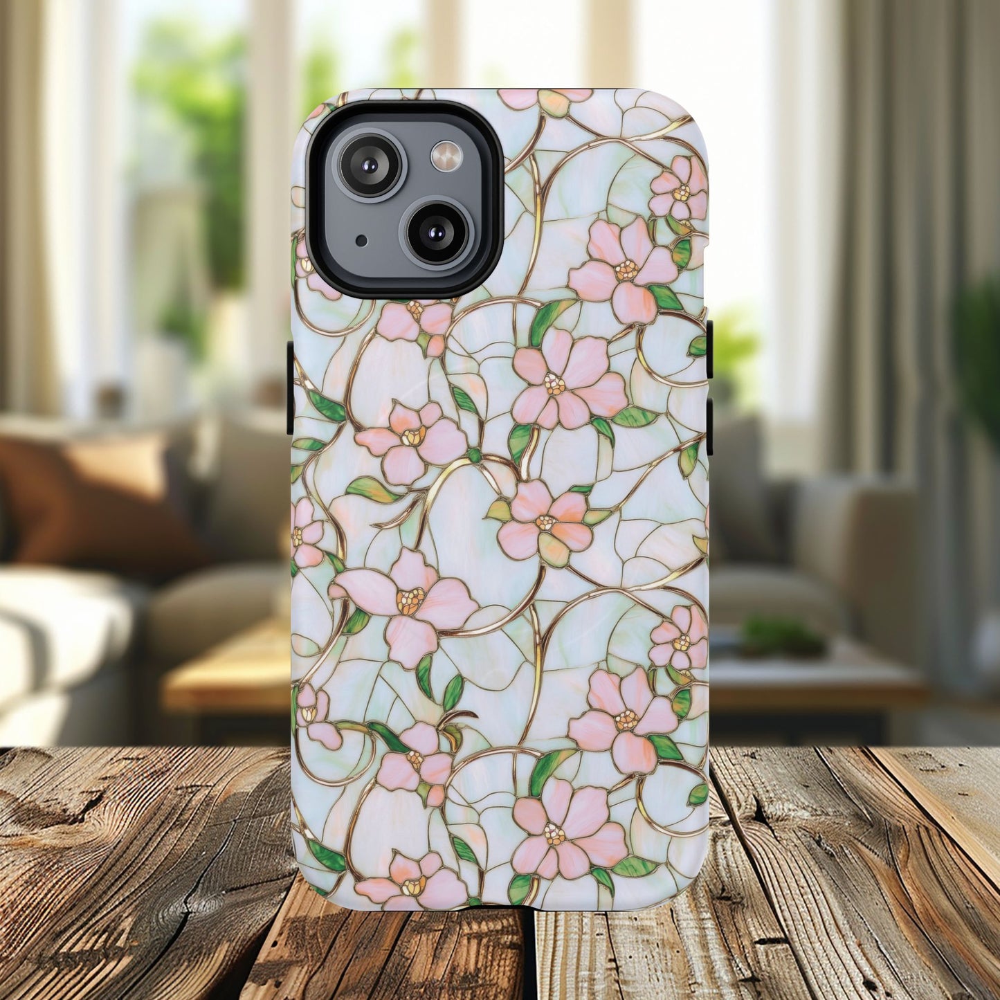 Blossom Veins Tough iPhone Magnetic Cases, Elegant Floral Designs, iPhone Floral Stained Glass Stylish Accessory, Protective Mobile Cover, Unique Gift Idea