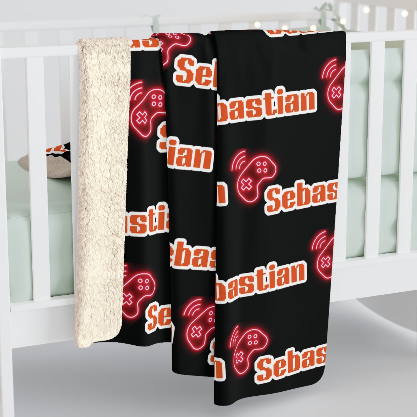 Personaized Name Sherpa Blanket — Cozy Fleece Throw with Script Logo, Christmas Gifts, Gifts for Her/Him.