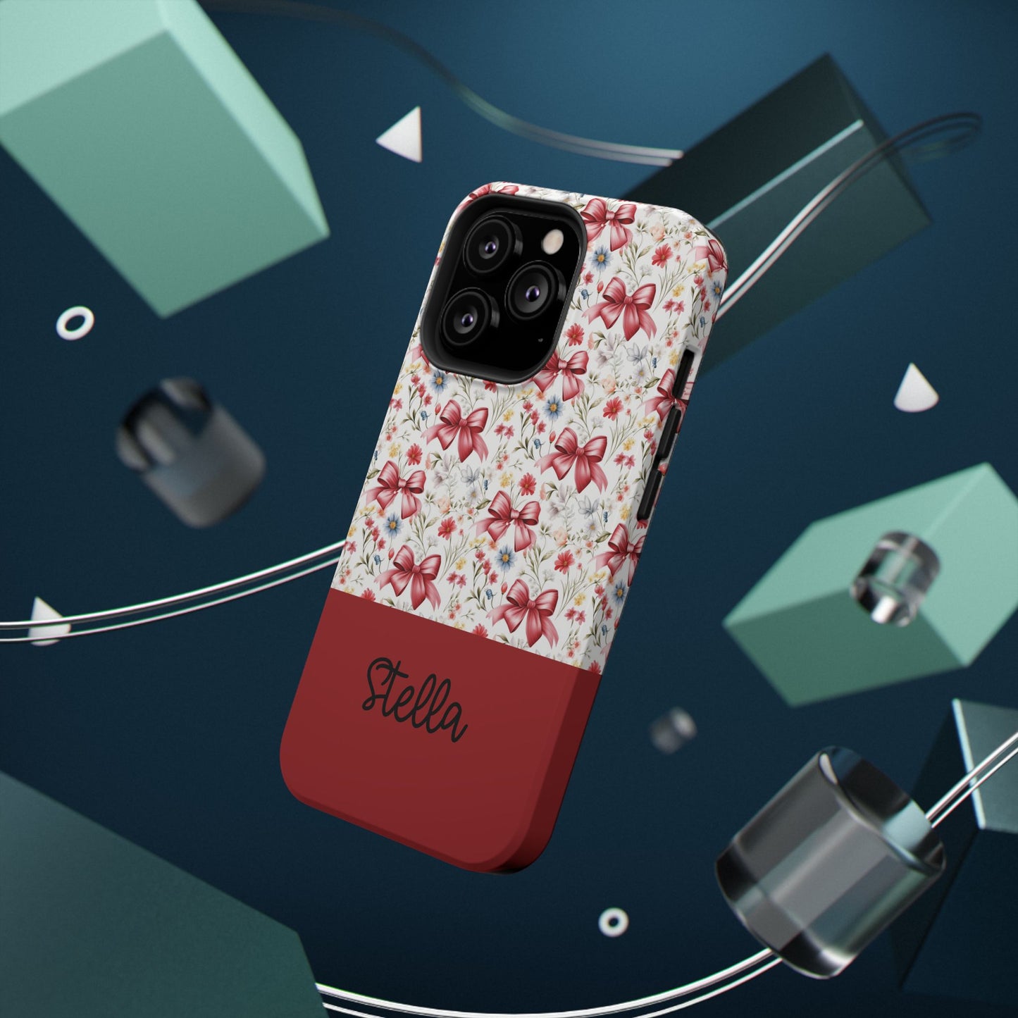 Personalized Rosette Coquette Floral Bow iPhone and Samsung Impact-Resistant Case — Custom Name Case