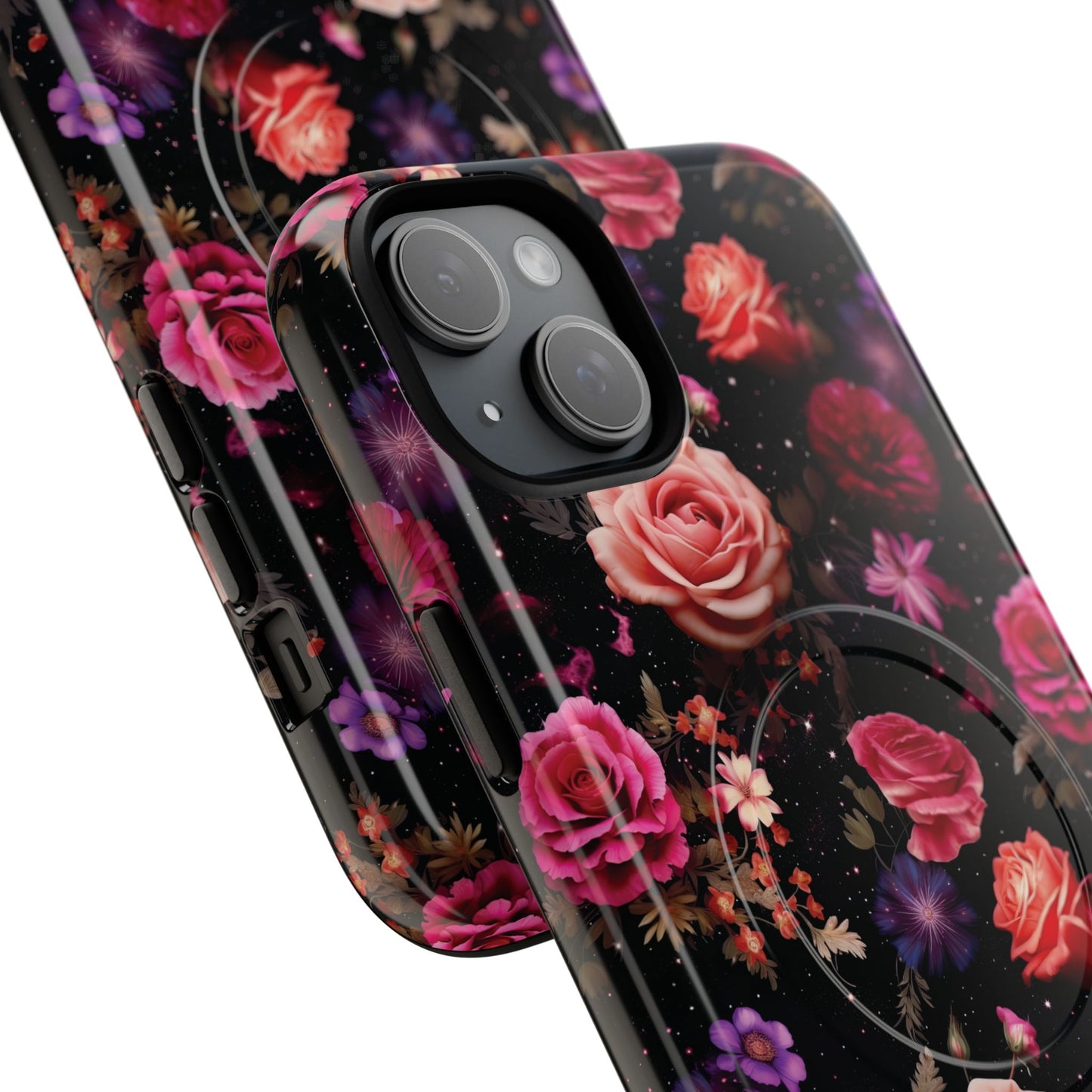 Starry Rose Garden Tough Magnetic Phone Case, Stylish Phone Cover, Gift for Her, Elegant Floral Design, Durable Phone Accessories