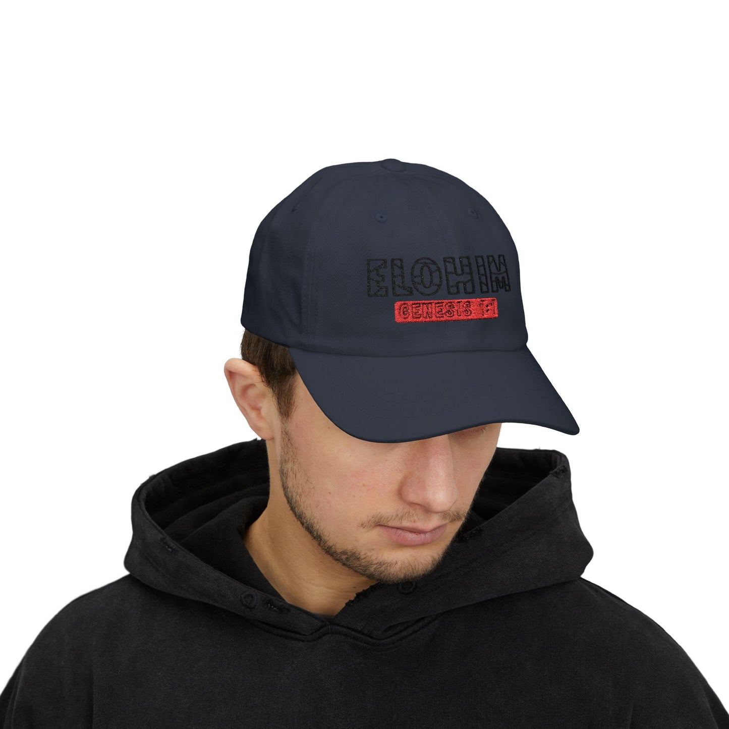 Classic Embroidery Dad Cap with 'ELOHIM, GENESIS 1:1' - Faith-Based Hat, Casual Wear, Gift for Dad, Christian Accessory, Summer Fashion