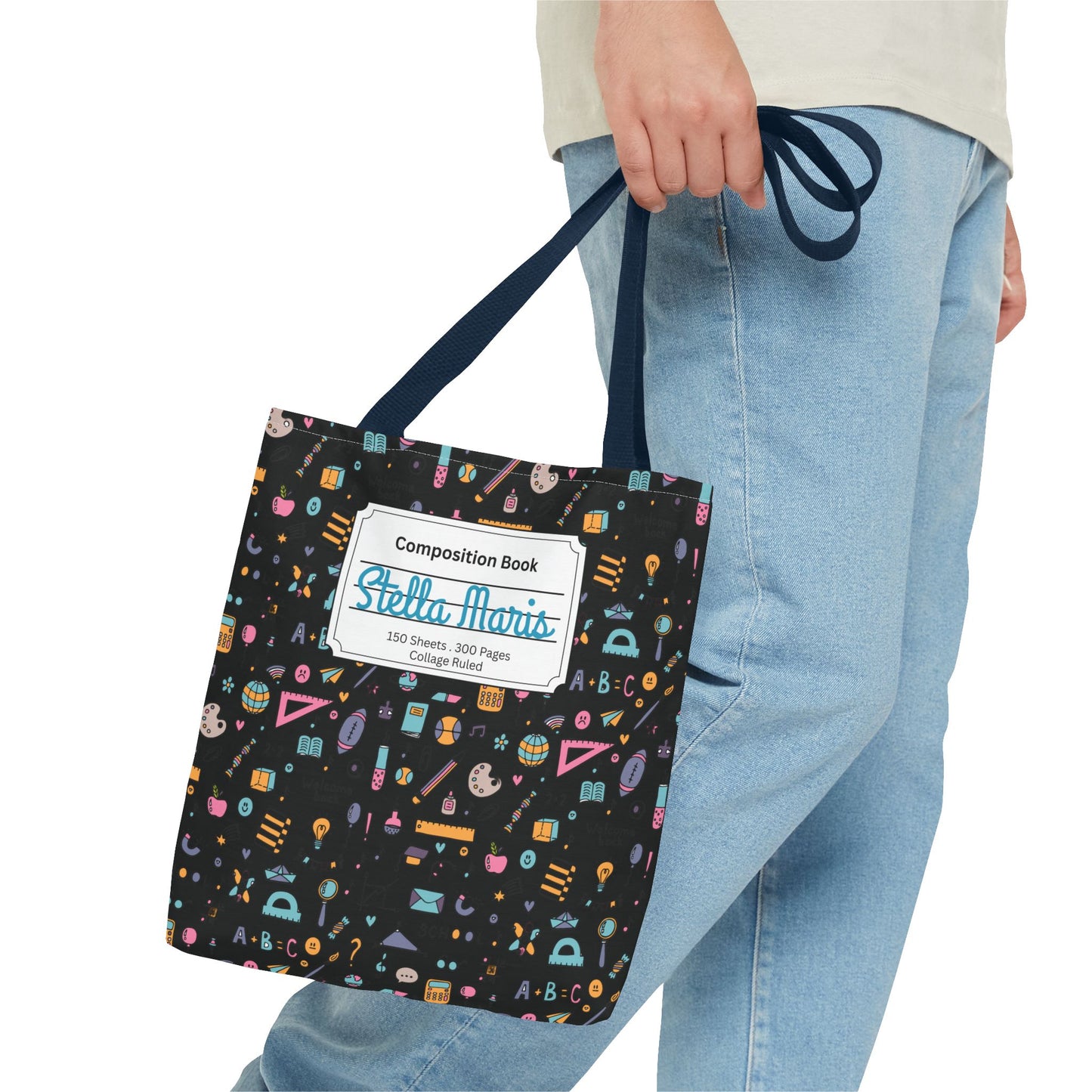 Personalized Chalkboard Chic Composition Book Inspired Tote Bag, Back to School Tote, Teacher Gift, Kids Bag, Custom Name Bag, Educational Accessories, Back to School Tote Bag.