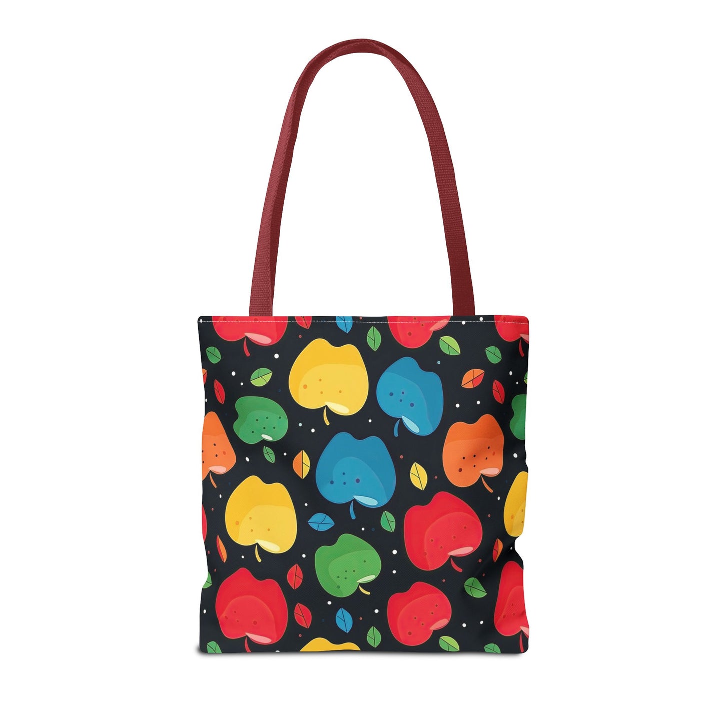 All-Over Apple Print Personalized Tote Bag — Durable Everyday Carry (3 Sizes, 5 Handle Colors)