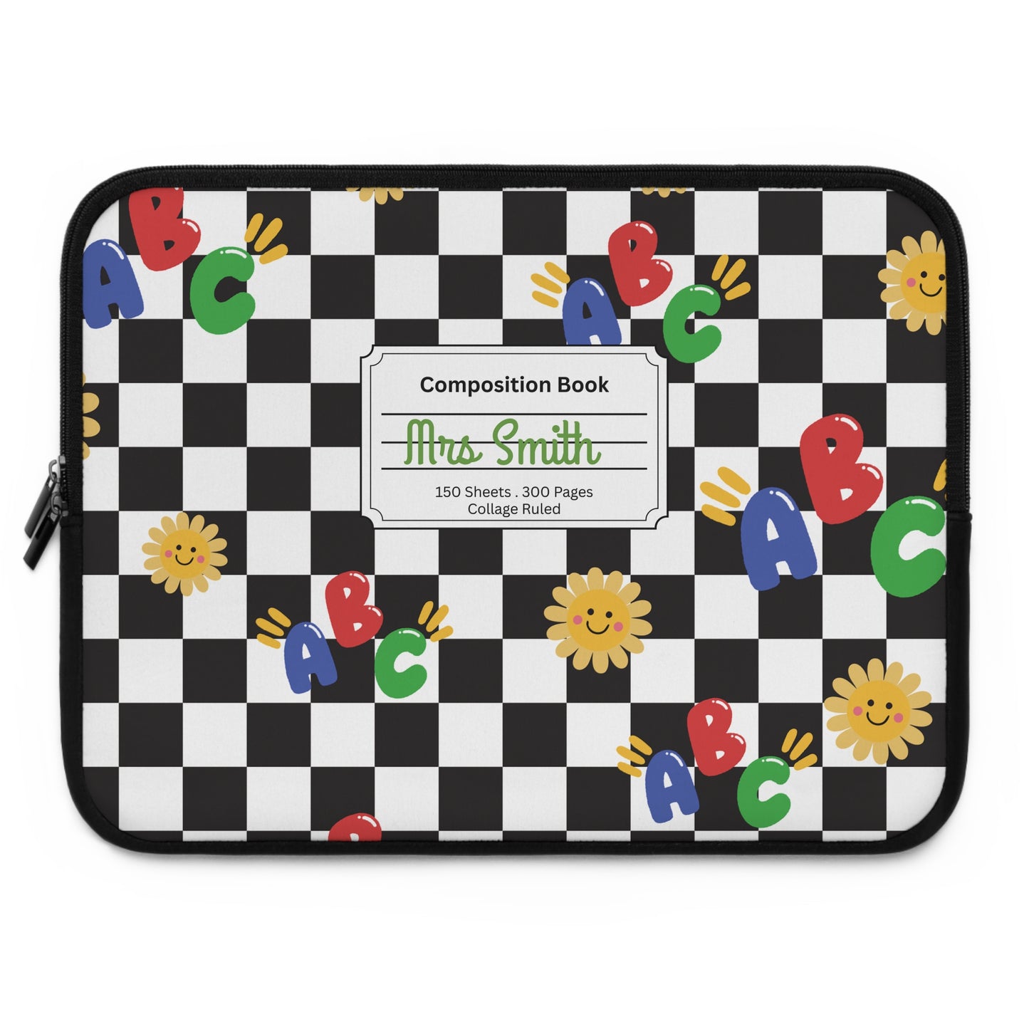 Personalized Schoolyard Chic Laptop Sleeve with Composition Book Inspired Design, Customizable Tech Case, School Supplies, Gift for Students, College Essentials, Back to School