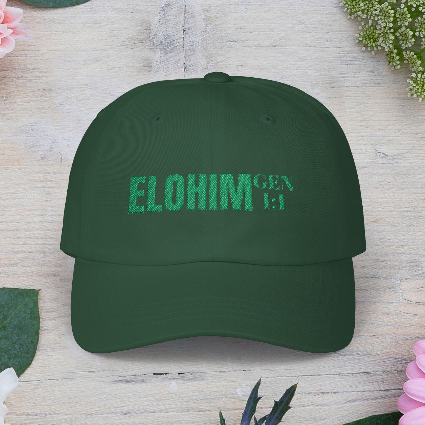 Classic Embroidery Dad Cap with 'ELOHIM, GENESIS 1:1' - Faith-Based Hat, Casual Wear, Gift for Dad, Christian Accessory, Summer Fashion