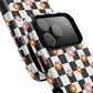Groovy Checkered Bloom iPhone Case, Tough Magnetic Cases for Women, Stylish iPhone Cover, Trendy Floral Print, Gift for Her, Everyday Accessories
