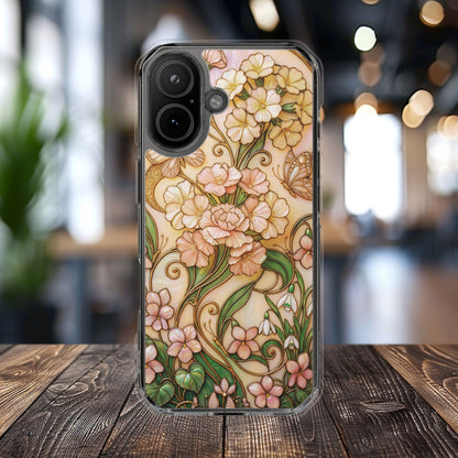 Floral Vintage Art Stained Glass Effect Nouveau Clear Magnetic Impact Case