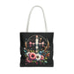 Faith and Floral Cross Heart Tote Bag