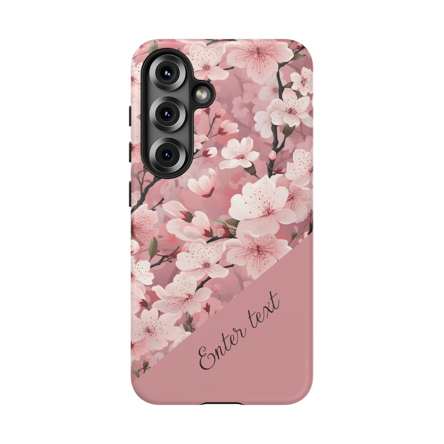 Personalized Cherry Blossom Tough Phone Case — Pink Floral Protective Case for Samsung & Google