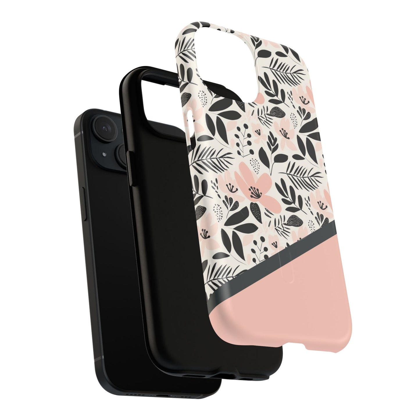 Personalized Floral Blush Garden Whisper Tough Magnetic MagSafe® iPhone® 13, 14, 15, 16, 17, Pro, Pro Max, Plus Cases (Custom Name).