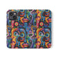 Psychedelic Visions Vibrant Art Flip iPhone and Samsung Phone Case - Colorful Faces Design for Phone Protection