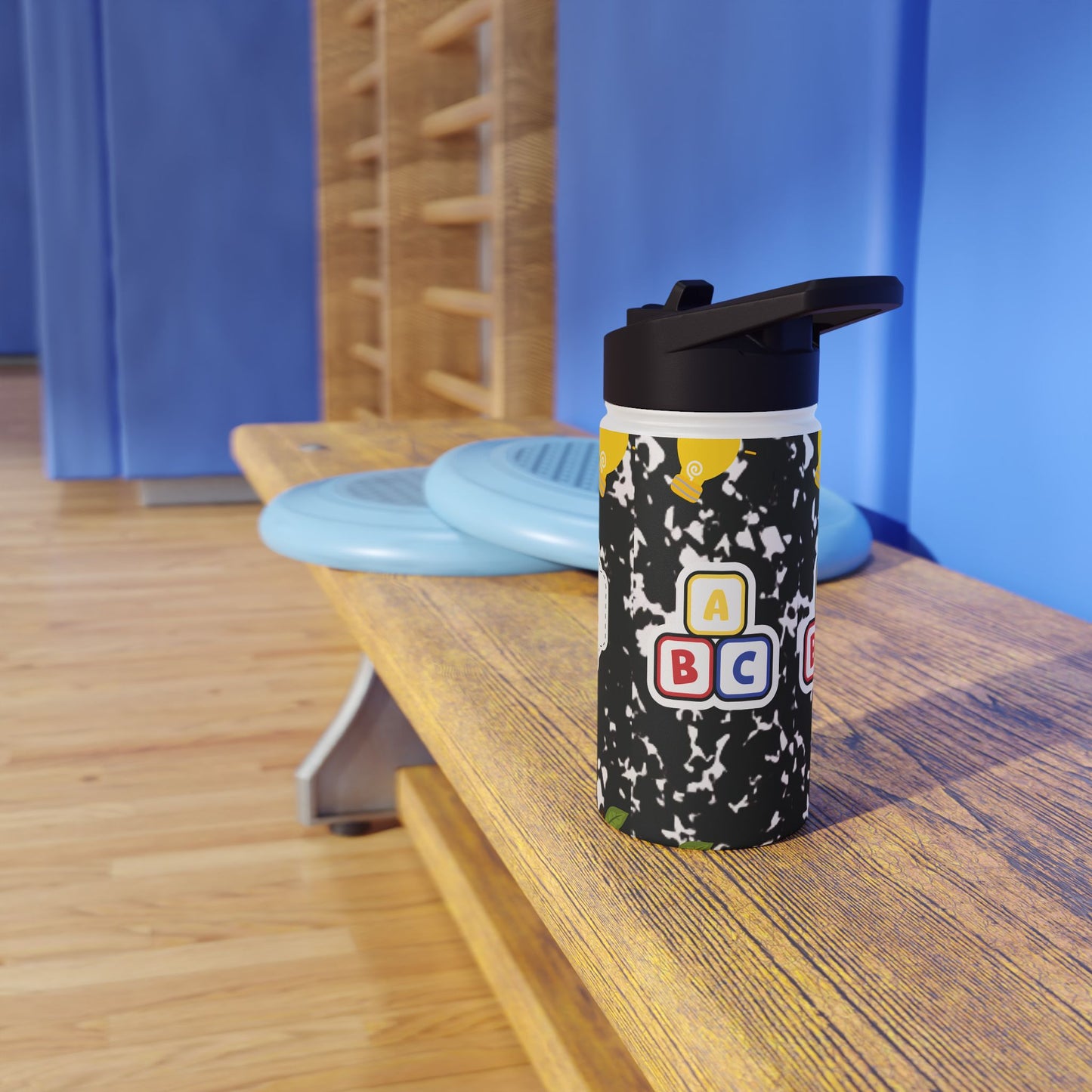Personalized Black Composition Book Inspired Stainless Steel Water Bottle for Kids, School Supplies, Eco-Friendly Drinkware, Back to School, Teacher Gifts