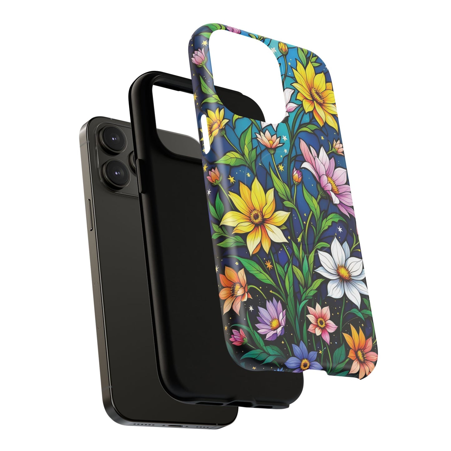 Flower Garden Stained Glass Phone Case, Tough Magnetic Cases, Floral Phone Cover, Durable Phone Accessories, Spring Gift, Birthday Present