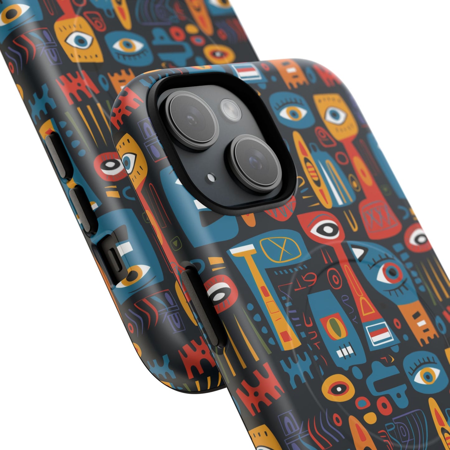 Urban Totem Vibe Tough iPhone Magnetic Case, Colorful Bohemian Art, Unique Gift for Him/Her, Holiday Accessory, iPhone Protection, MagSafe iPhone Case.