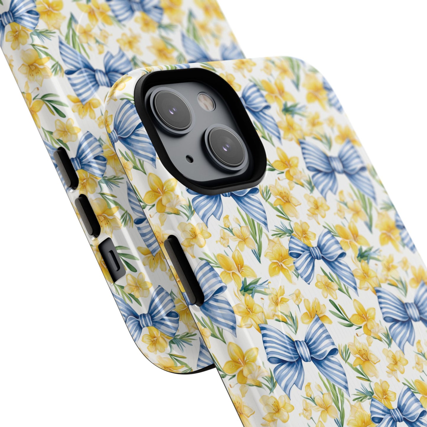 Sunshine Blue Coquette Bows Tough iPhone Magnetic Case for iPhones, Cute iPhone Cover, Spring Gift, Durable Case, Custom iPhone Protection