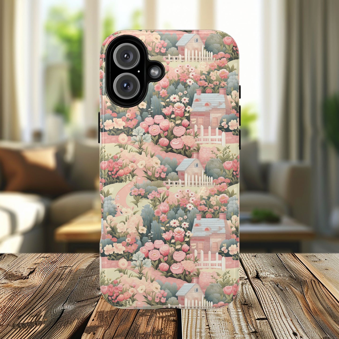 Pastel Garden Haven Tough iPhone Magnetic Case, Durable Protection, Flower Design, Gift for Her, Birthday, ,Phone Accessory, Spring Decor